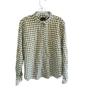 J. Crew Women's Classic Popover Shirt in Olive and White Gingham